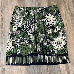 ANN TAYLOR LOFT Petites 00P Women's Green Floral Print A-Line Skirt